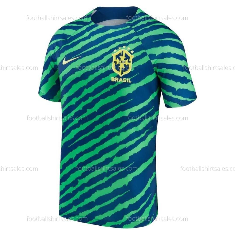 fss_brazil-pre-match-top-blue Brazil Pre-Match Top Blue Adult World Cup Football Shirt Sales 2022 Front View
