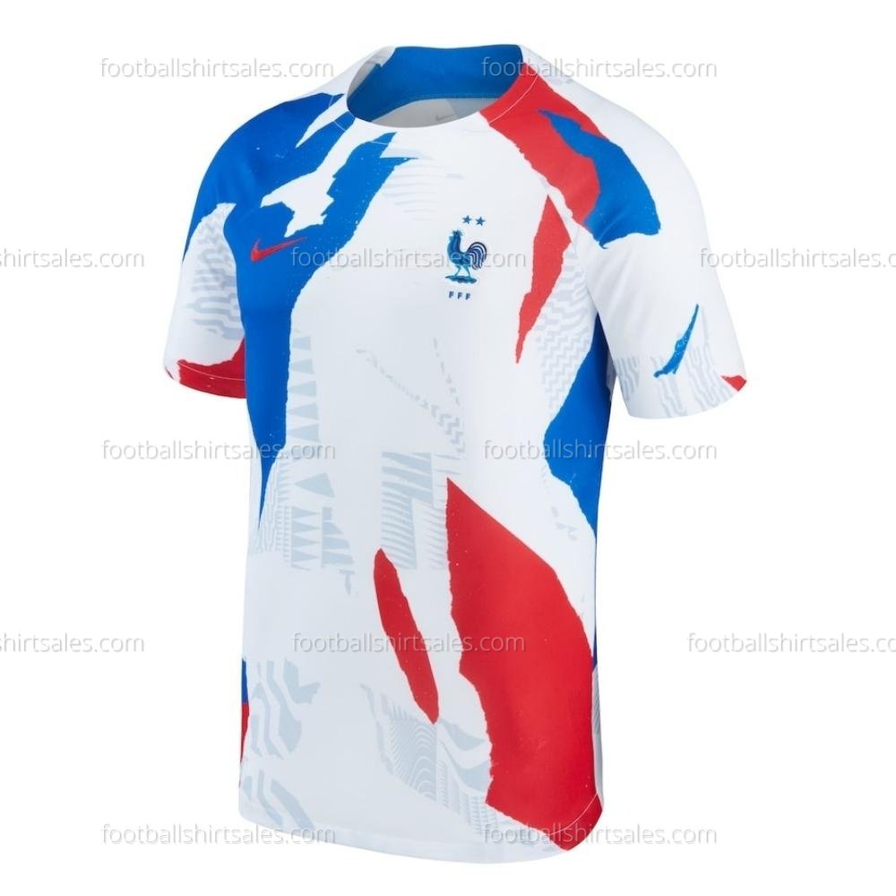 fss_france-pre-match-short-sleeve-top-white_ 2 France Pre-Match World Cup Football Shirt Sales 2022 Front View