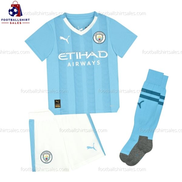 Man City Home 23/24 Kid Football Kit Sales