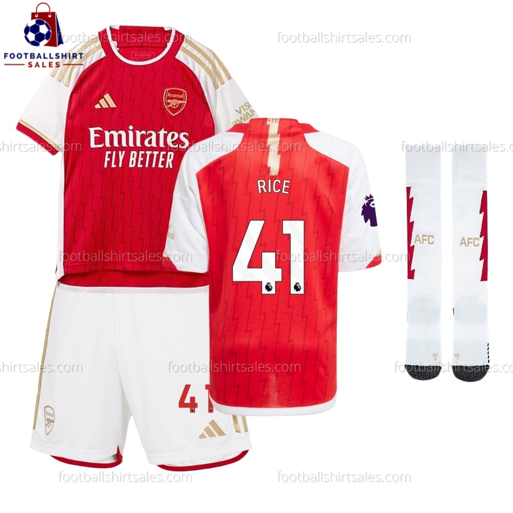 Arsenal Rice 41 Home 23/24 Kid Football Kit Sales