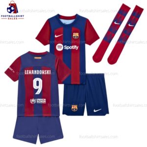 Barcelona Lewandowski 9 Home 23/24 Kid Football Kit Sales