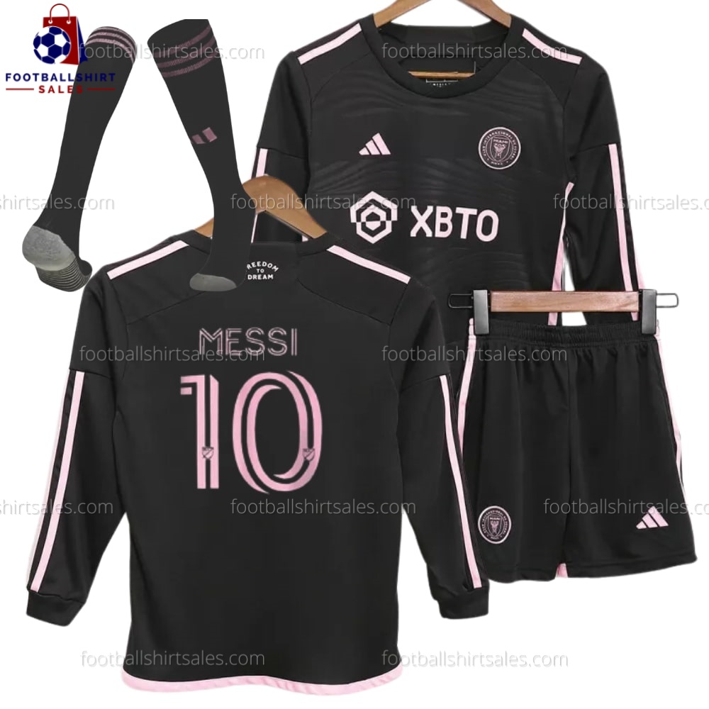 Inter Miami Messi 10 Away Long Sleeve 23/24 Kid Football Kit Sales