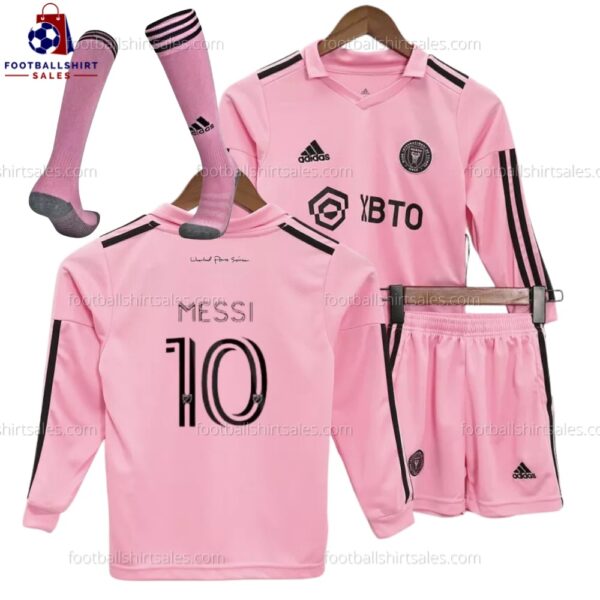 Inter Miami Messi 10 Home Long Sleeve 23/24 Kid Football Kit Sales