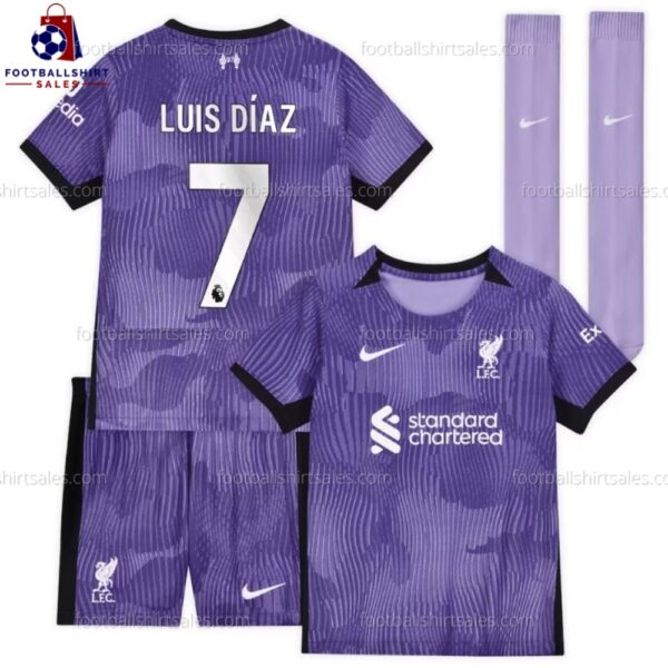 Liverpool Luis Diaz 7 Third 23/24 Kid Football Kit Sales