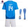 Italy Chiesa 14 Home 2024 Kid Football Kit Sales