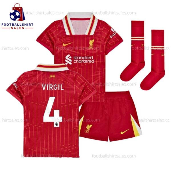 Liverpool Virgil 4 Home 24 25 Kid Football Kit