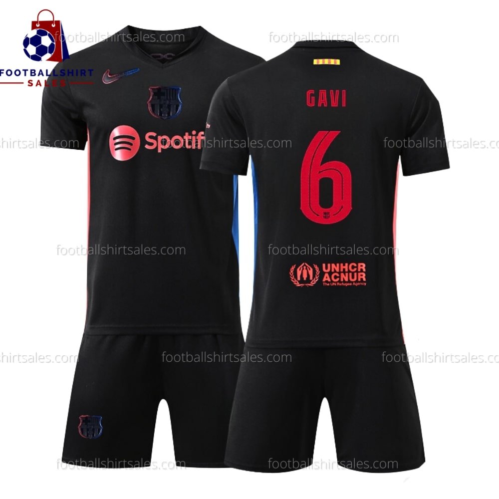 Barcelona Gavi 6 Away 24/25 Kid Football Kit Sales Back View