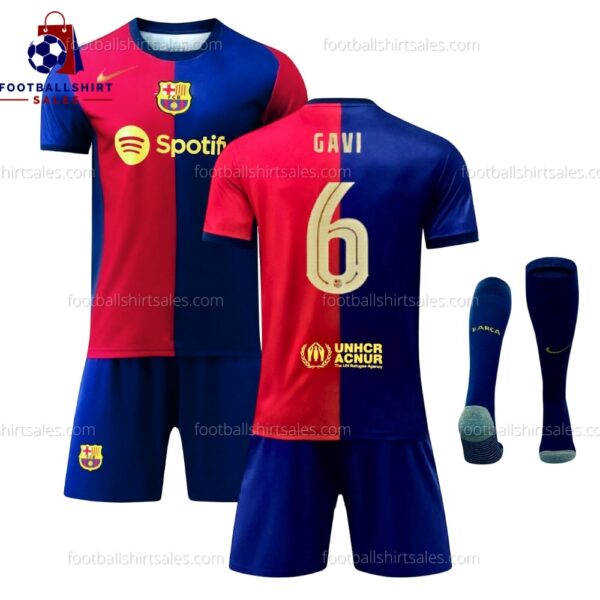 Barcelona Gavi 6 Home 24/25 Kid Football Kit Sales Full View