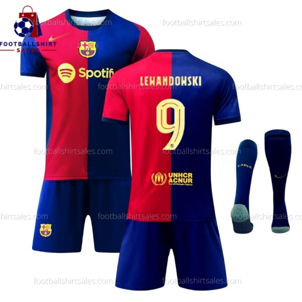 Barcelona Lewandowski 9 Home 24/25 Kid Football Kit Sales Full View