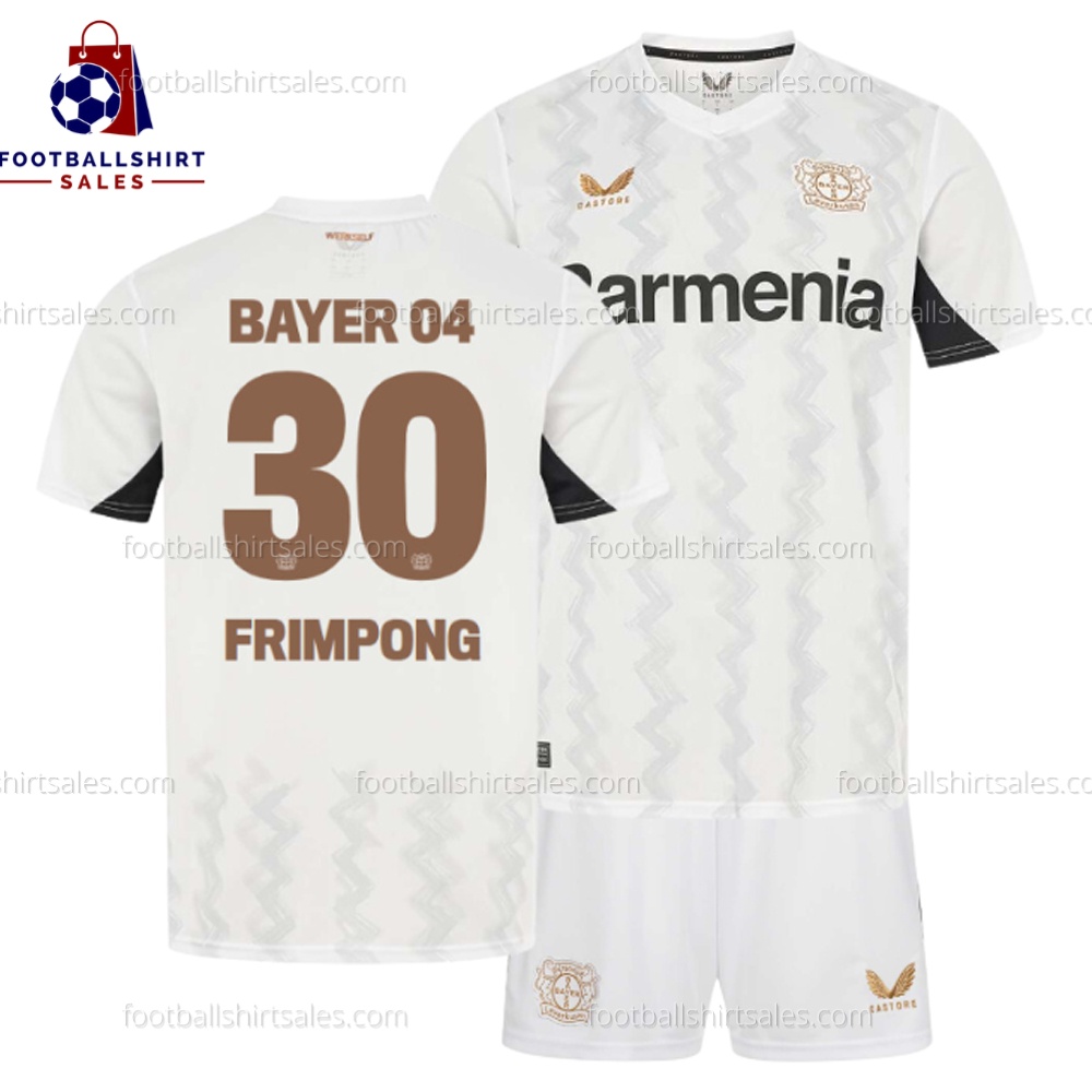 Bayern Leverkusen Frimpong 30 Away 24/25 Kid Football Kit Sales Full View