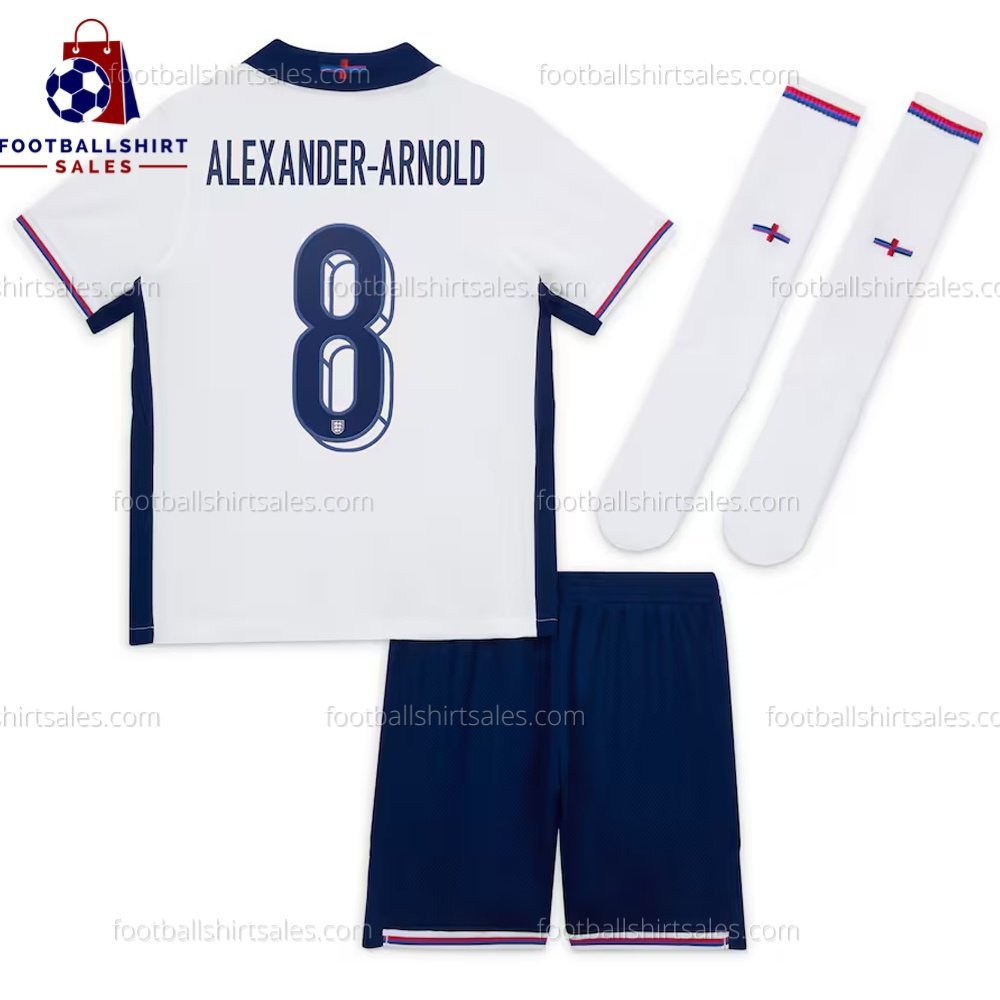 fss_England Home Kid Kit 2024 ARNOLD 8-2 England Alexander-Arnold 66 Home Kid Football Kit Sales 24/25 Back View