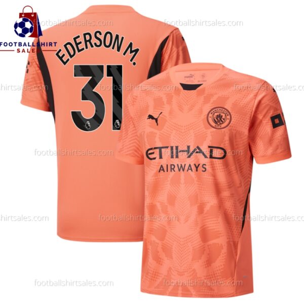 Manchester City Ederson M. 31 Goalkeeper Orange 24/25 Men Football Shirt Sales Full View
