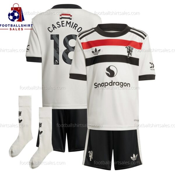 Manchester United Casemiro 18 Away Kid Football Kit Sales 24/25 Full View