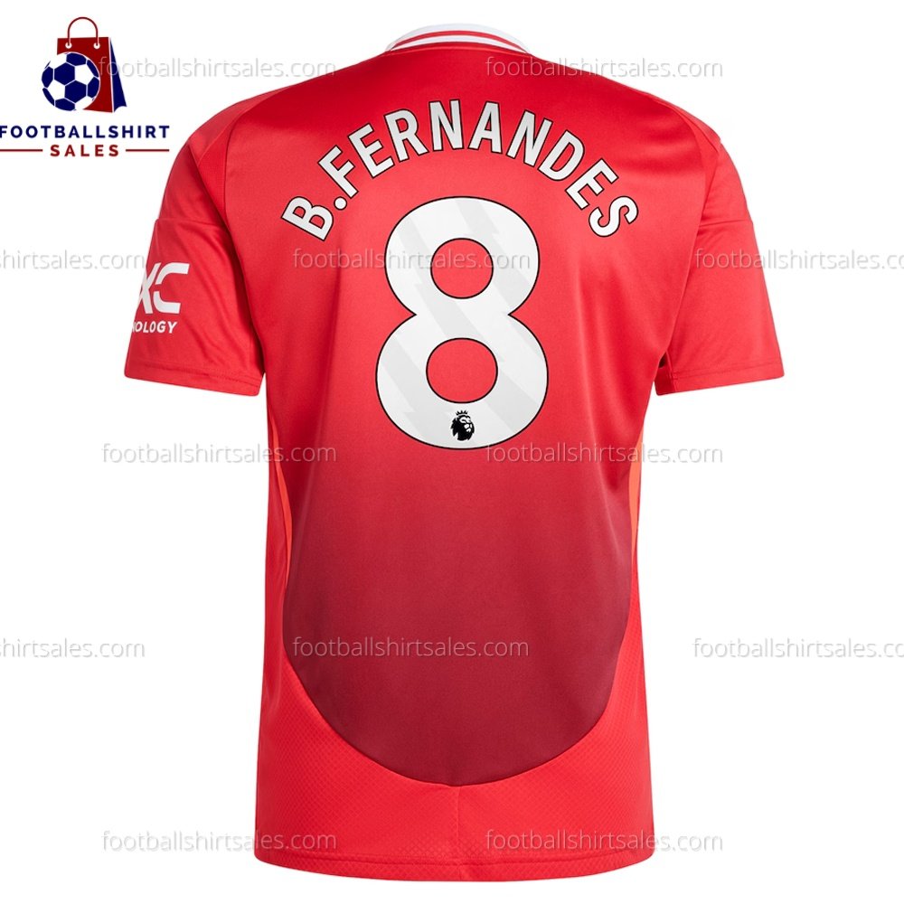 Manchester United B.Fernandes 8 Home Men Football Shirt Sales 24/25 Back View