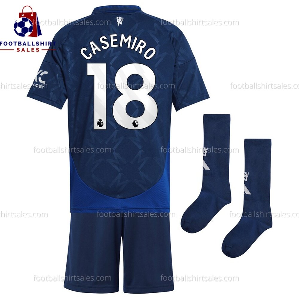 Manchester United Casemiro 18 Third Kid Football Kit Sales 24/25 Back View