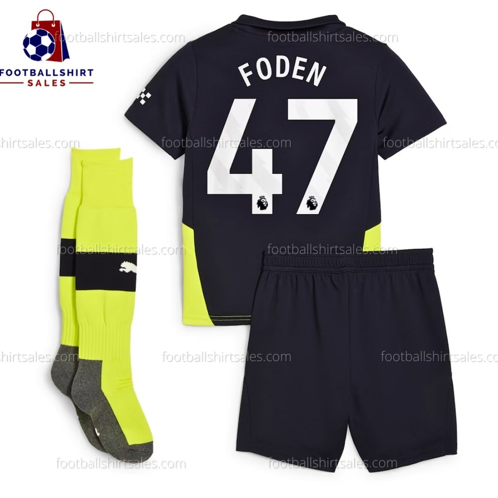 fss_Manchester City Foden 47 Away 24 25 Kid Football Kit (2) Manchester City Foden 47 Away 24/25 Kid Football Kit Sales Back View