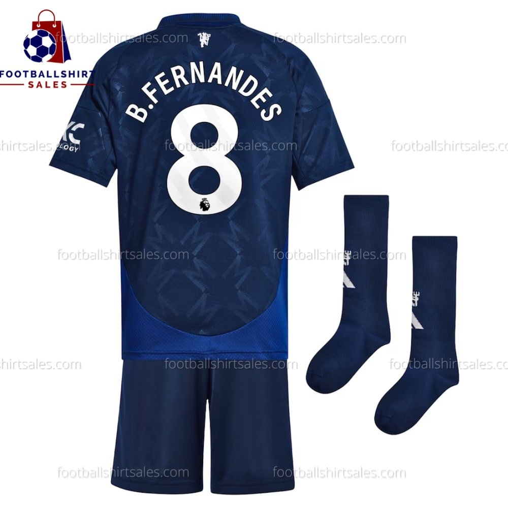 Manchester United B.Fernandes 8 Away Kid Football Kit Sales 24/25 With Socks