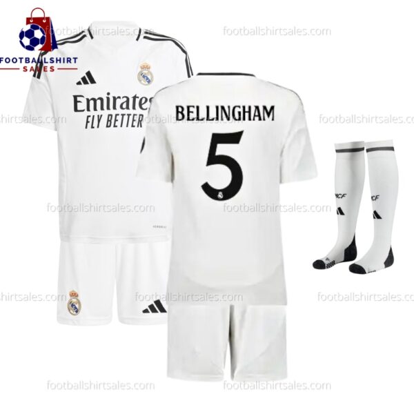 Real Madrid Bellingham 5 Home Kid Football Kit Sales 24/25 Full View