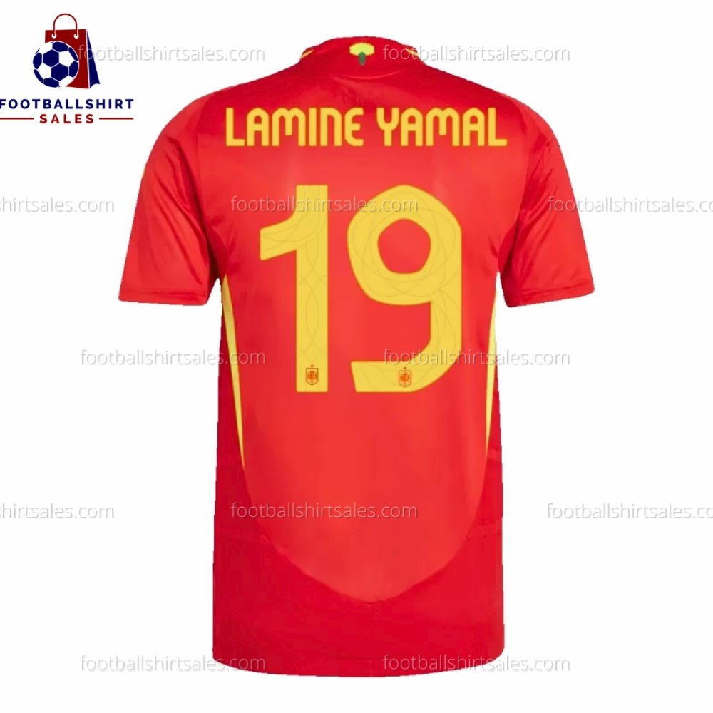 fss_Spain Lamine Yamal 19 Home 24 25 Men Football Shirt (3) Spain Lamine Yamal 19 Home 24/25 Men Football Shirt Sales Back View