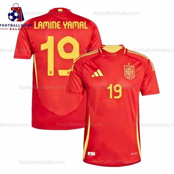 Spain Lamine Yamal 19 Home 24/25 Men Football Shirt Sales Full View
