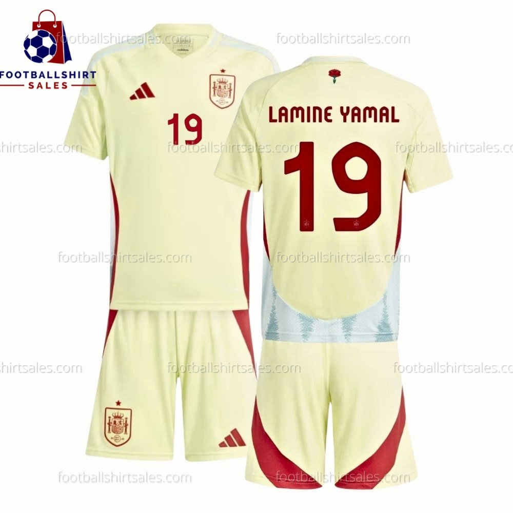 fss_Spain Yamal 19 Away 24 25 Kid Football Kit (2) Spain Lamine Yamal 19 Away 24/25 Kid Football Kit Sales Back View
