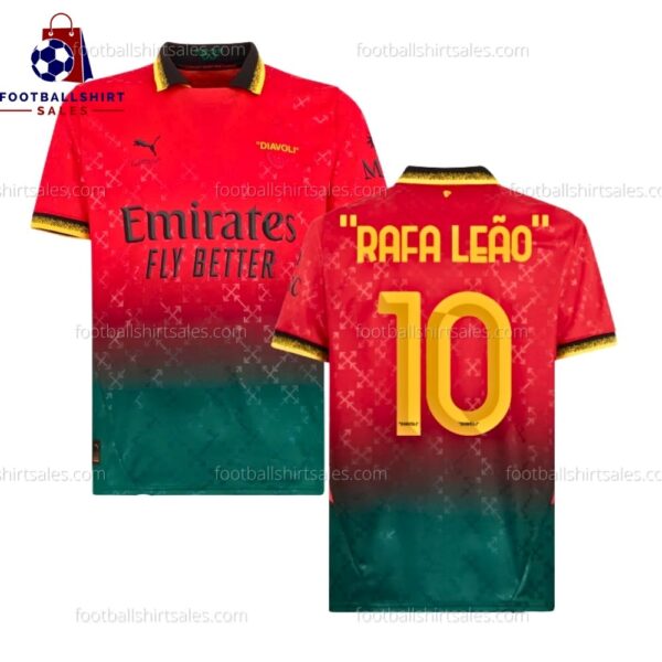 AC Milan Rafael Leão 10 Red Fourth 24/25 Men Football Shirt Sales Full View