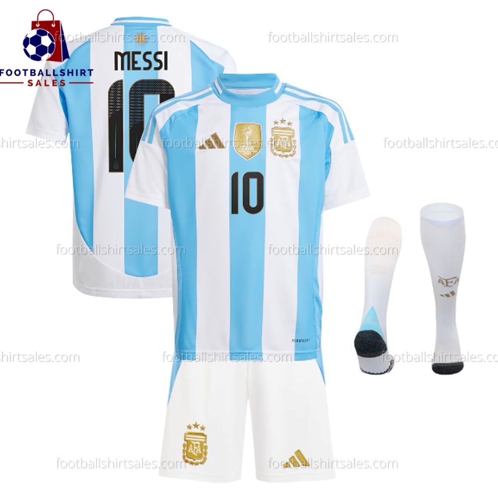 Argentina Messi 10 Home 24/25 Kid Football Kit Sales Full View