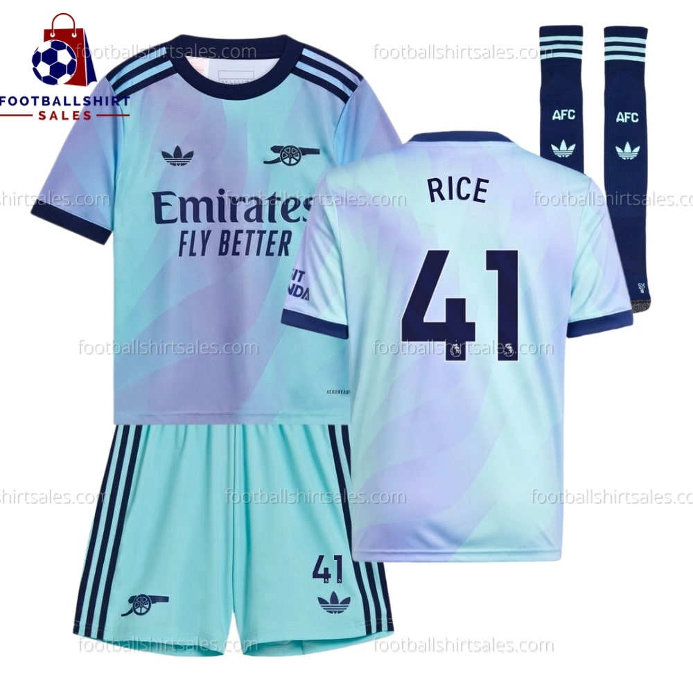 Arsenal Rice 41 Third 24/25 Kid Football Kit Sales Full View