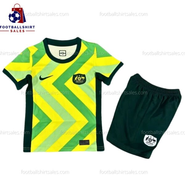 Australia Home 25/26 Kid Football Kit Sales Front View