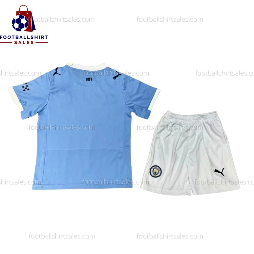 Manchester City Home 25/26 Kid Football Kit Sales Back View