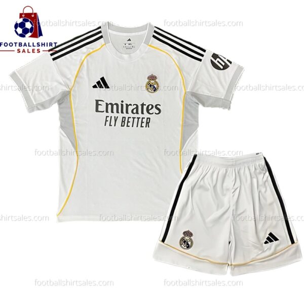 Real Madrid Home 25/26 Kid Football Kit Sales Full View