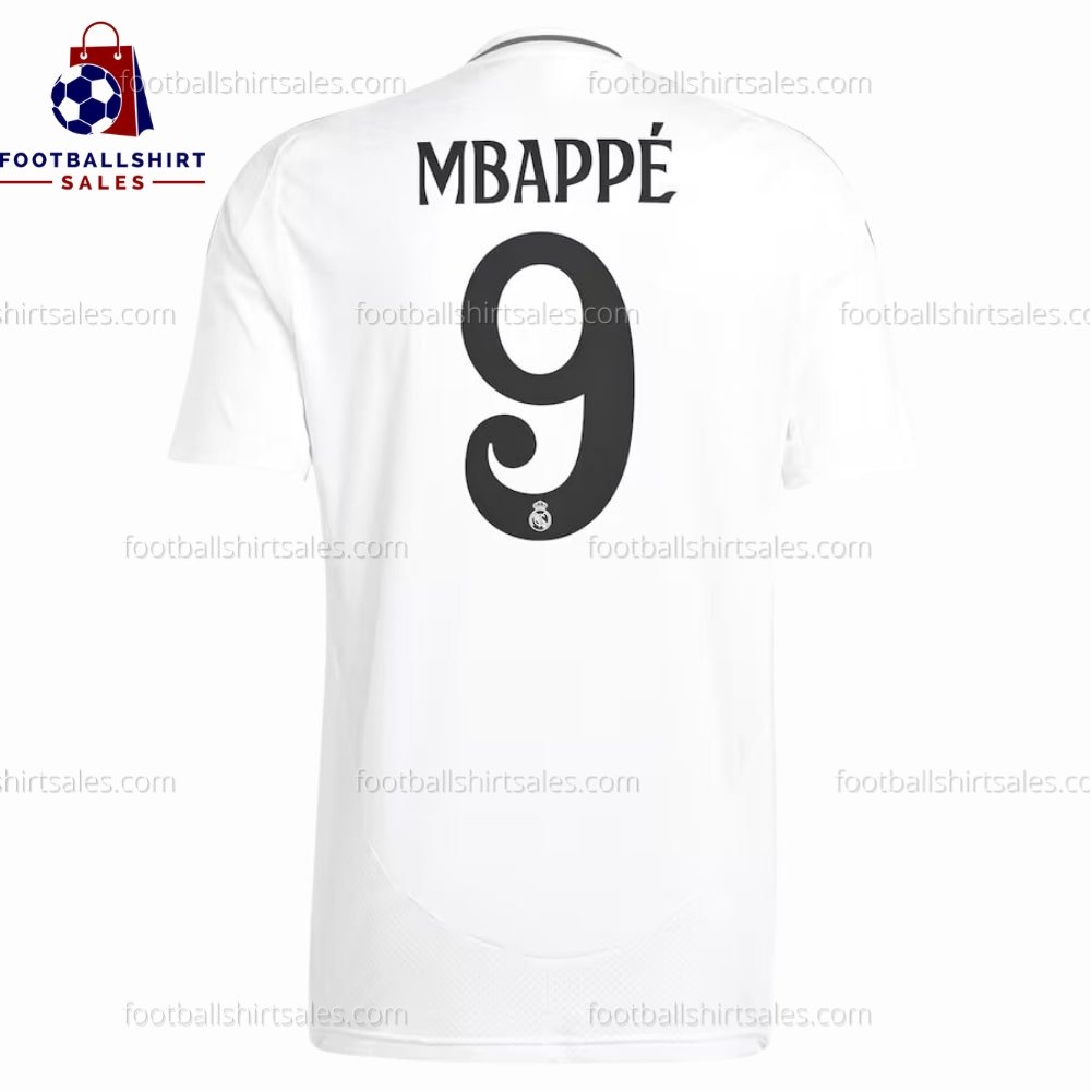 fss_Real Madrid Mbappe 9 Home 24 25 Men Football Shirt (2) Real Madrid Mbappe 9 Home 24/25 Men Football Shirt Sales Back View