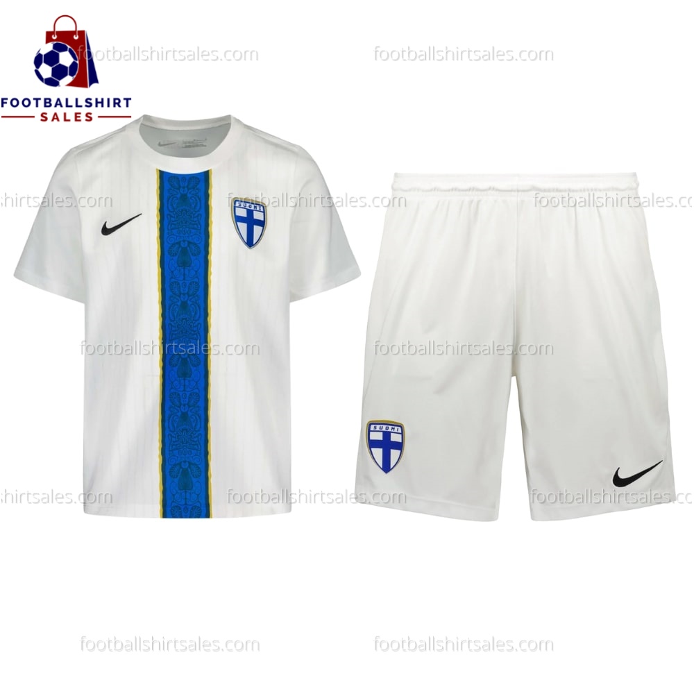 Finland Away 25/26 Kid Football Kit Sales - Front View